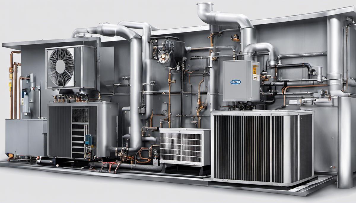 Illustration of heat pumps and furnaces, showing their components and how they generate or transfer heat.