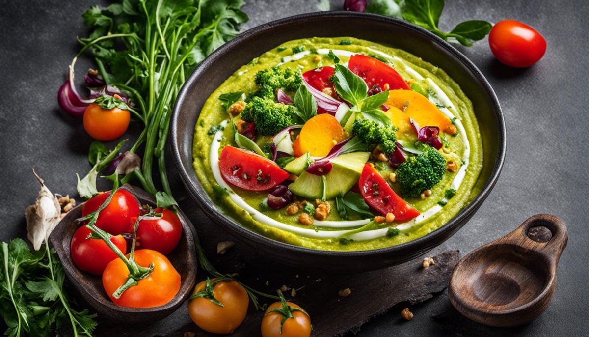 A collection of vegetarian recipes with colorful and healthy ingredients.