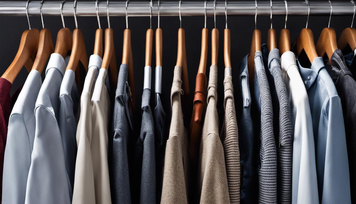 Image of winter clothing hanging on a rack, ready to be purchased.